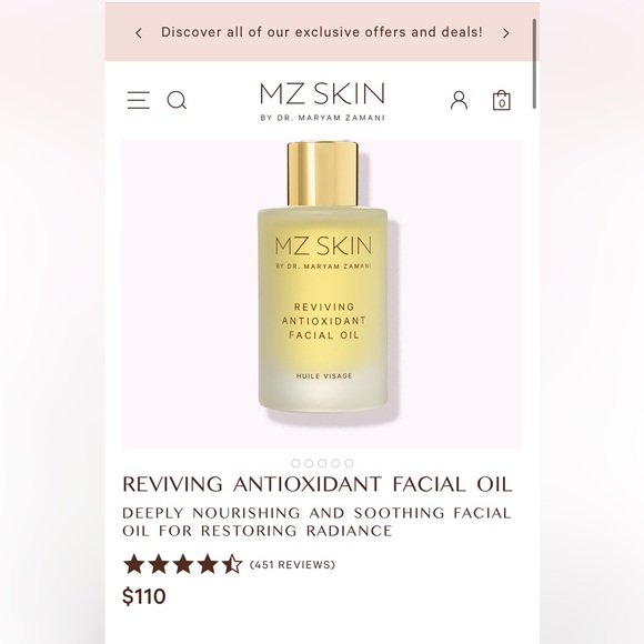 New w/ no box MZ Skin Reviving Antioxidant Facial Oil Retail $110 - Picture 4 of 7